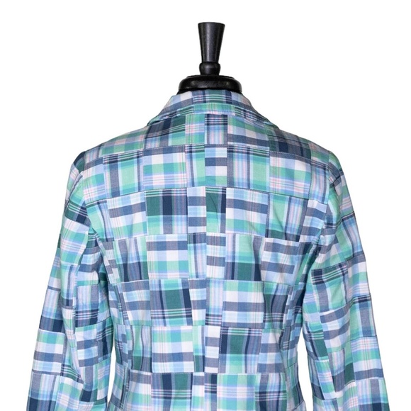 Talbot's Womens Blazer Green Blue Plaid Check Two Button Lined Suit Jacket 8 NWT - Picture 8 of 10